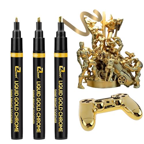 ZOET 3PK Gold Chrome Marker Chrome Pen Gold Paint for Any Surface