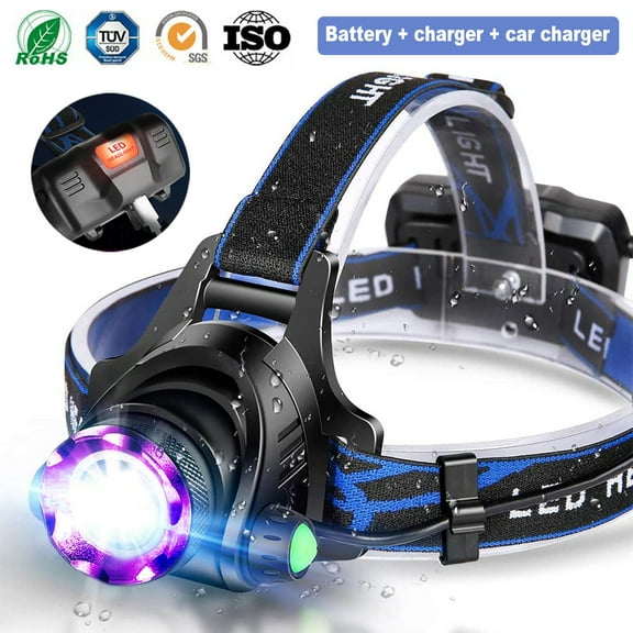 ZOEVUE LED Head Lamp, Rechargable Outdoor Flashlight Headlamps with Adjustable Headband for Hiking & Camping Gear Essentials, Batteries and Charger Included