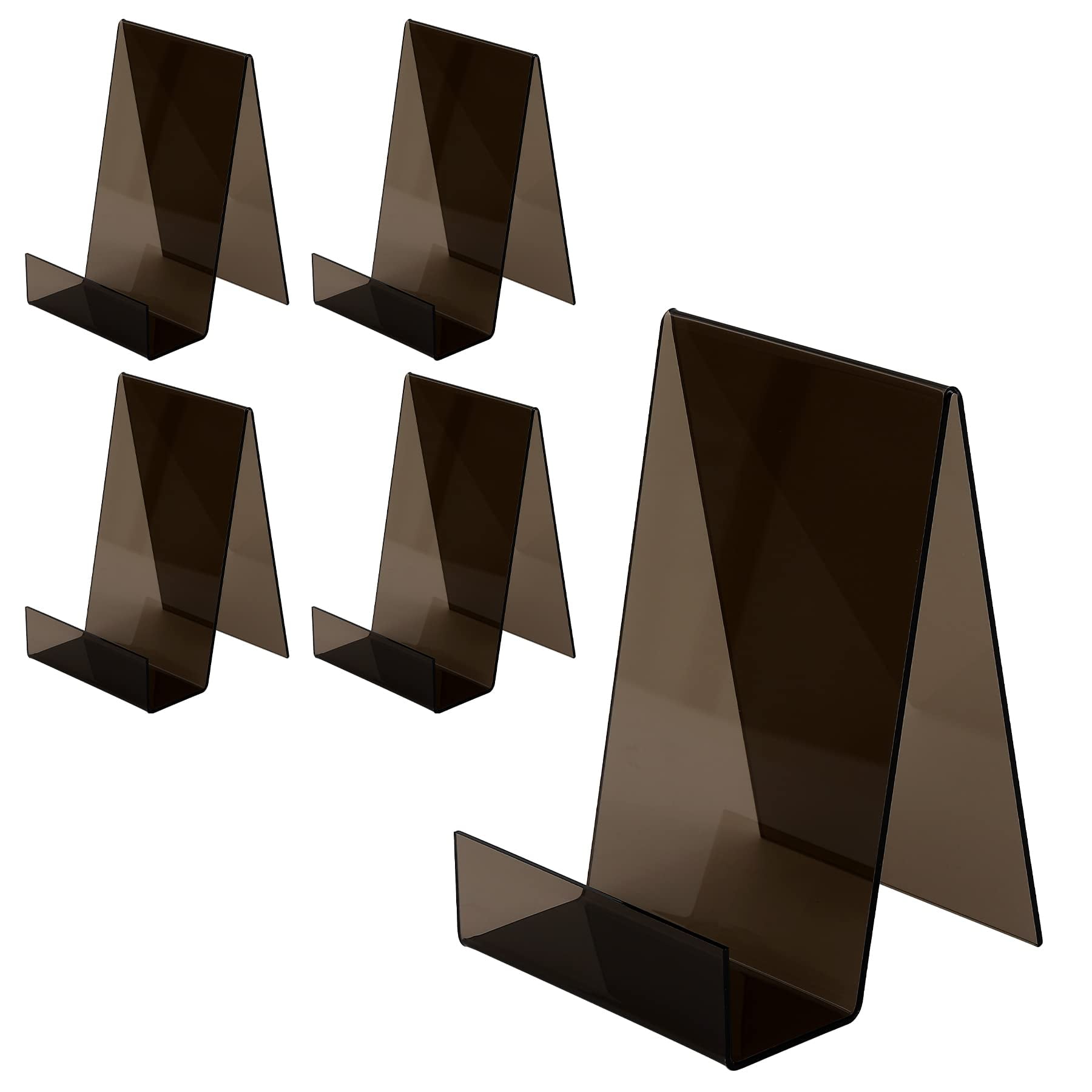 ZOEY Acrylic Book Stand with Ledge Black Display Easels Plate 5 Pack