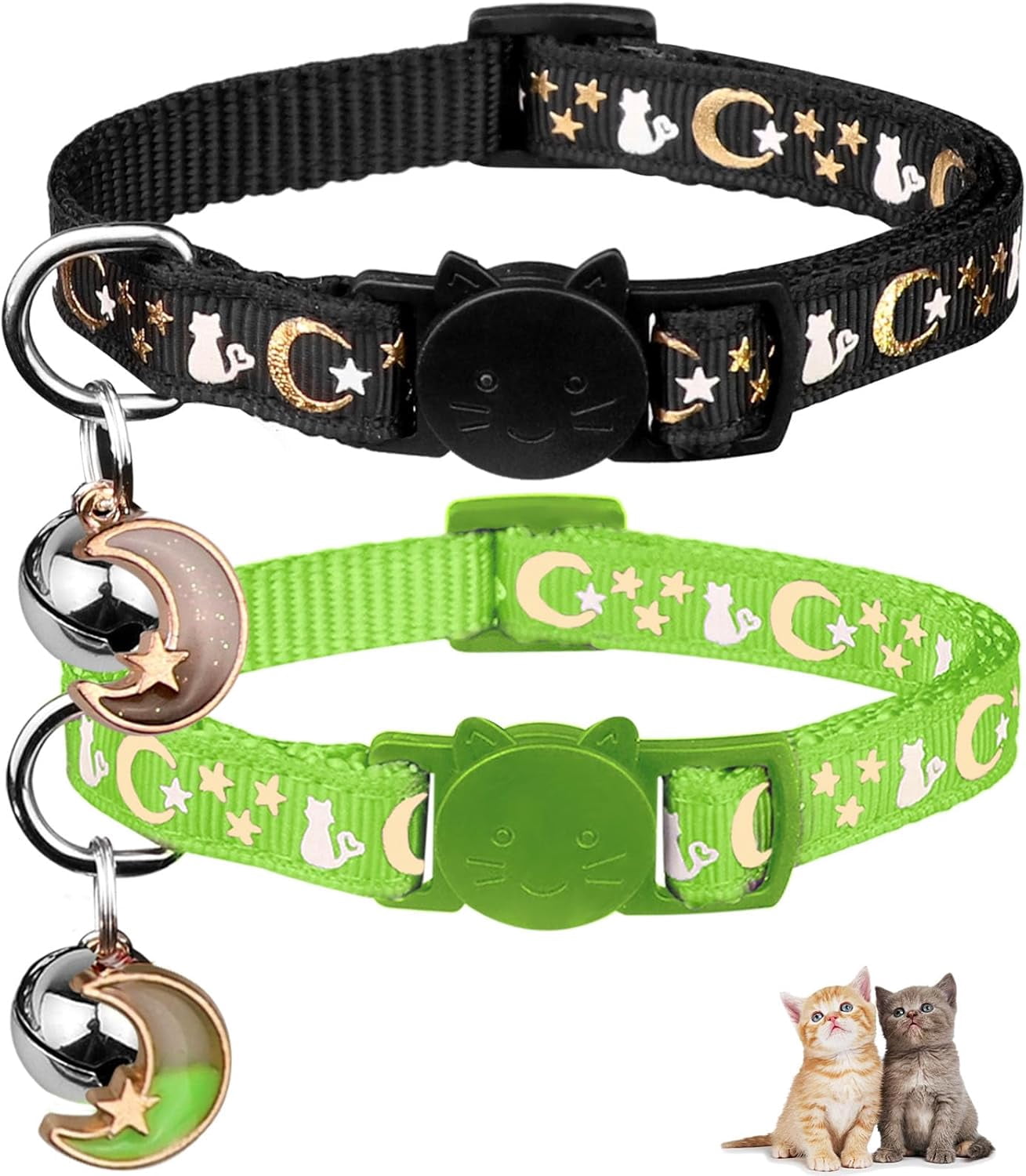 Photo inspiration: Picture Idea: Zoezoe 2Pcs Breakaway Cat Collars With Bell Cute Kitty Glow