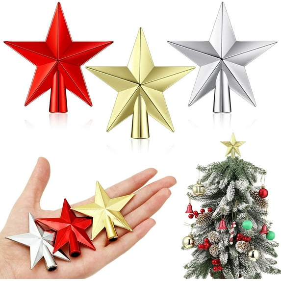 ZOEZOE 3 Pcs Mini Christmas Tree Topper Small Star Christmas Treetop Ornaments for Mini Tree Holiday Decorative Star for Xmas Home Decor