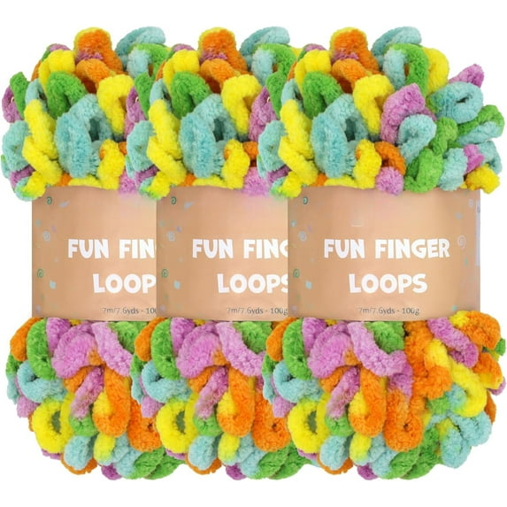 ZOEZOE 3 Skeins 300g Finger Knitting Yarn 100% Polyester Off The Hook Soft Baby Blanket Fun Finger Loop It Yarn Total