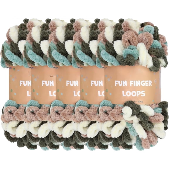 ZOEZOE 5 Skeins 500g Finger Knitting Yarn 100% Polyester Off The Hook Soft Baby Blanket Fun Finger Loop It Yarn Total