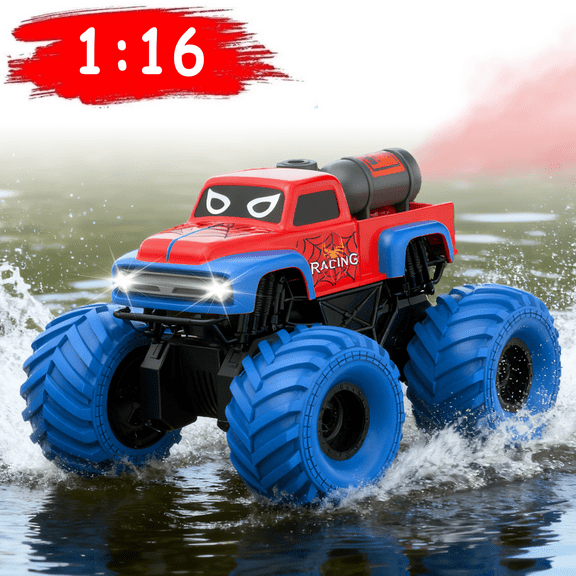 ZOGYMOZ 1:16 Monster Truck Remote Control Car , Waterproof Spider RC Car Toys for Kids, 4WD off-road RC Truck Toys with Lights & 2 Rechargable Batteries