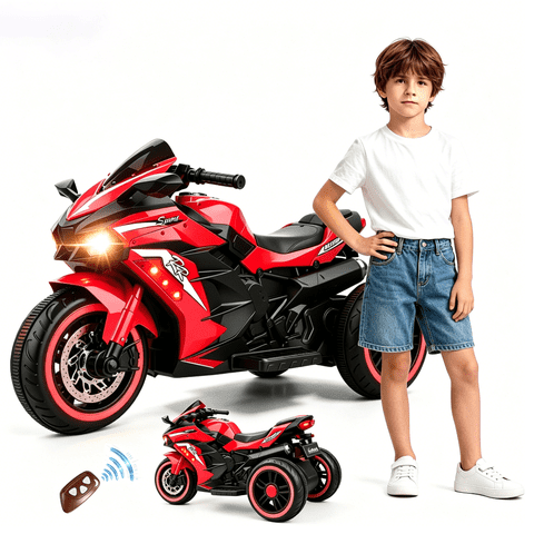 Zogymoz 12V Kids Motorcycle with Remote control, Ride on Motorcycle for Kids, Battery Powered Motorcycle Toy with Bluetooth, Music, Light