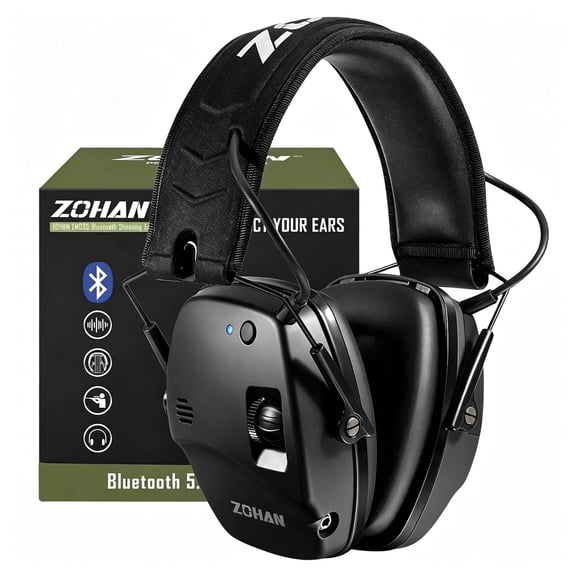 ZOHAN 035 Bluetooth 5.4 Shooting Ear Protection Earmuff, Active Noise Canceling, Hearing Protection with Sound Amplification, Ideal Gun Range Ear Protection Headphones for Hunting-Black