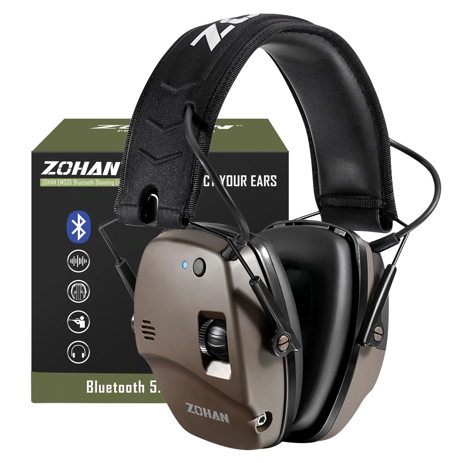 ZOHAN 035 Bluetooth Electronic Shooting Earmuffs, Active