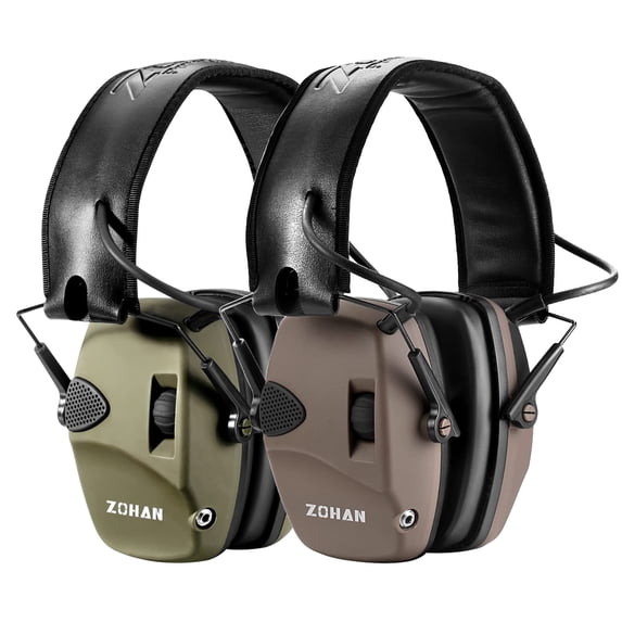 ZOHAN EM054 Electronic Shooting Ear Protection with 4X Sound Amplification 2 Pack,Slim Active Noise Reduction Earmuffs for Gun Range,Hunting - Green + Pink