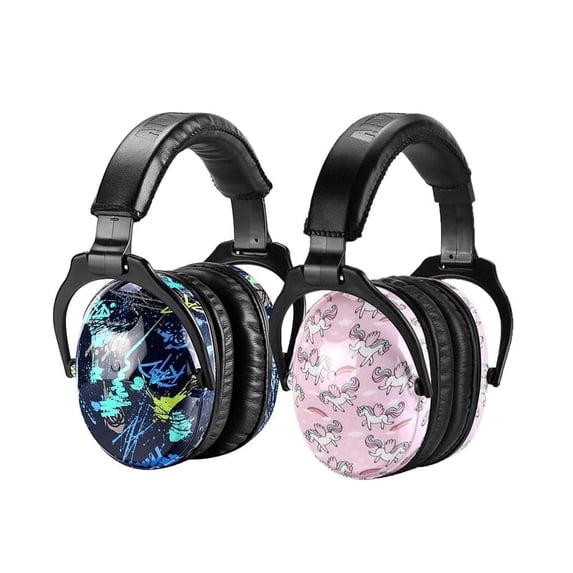 ZOHAN Kids Ear Protection 2 Pack, Kids Noise Canceling Headphone, Adjustable Noise Reduction Earmuffs for Concerts, Fireworks, Air Shows(Rap&Unicorn)