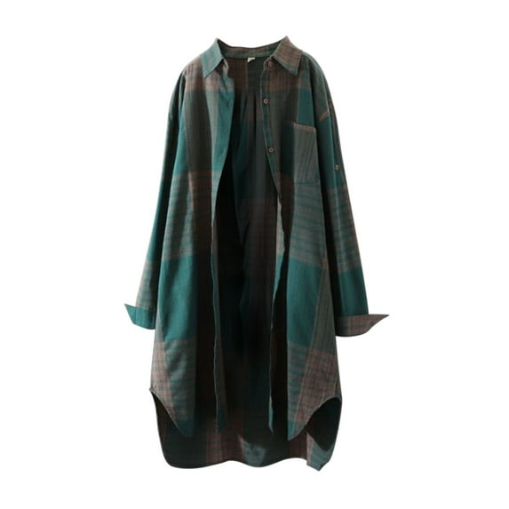 ZOHIUM Blouses for Women Casual Women's Shirt Sunscreen Turn-Down Collar Retro Loose Thin Coat Summer Tops for Women 2181 Womens Button Down Shirt Summer Tops (Green,M)