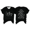 thumbnail image 1 of ZOHIUM Flowy Tops for Women Women's Fashion Round Neck Short Sleeved Let Them Misunderstand You Letter Printed Motivational Print Top T Shirt Black Shirt Women's Women's Top (Black,M), 1 of 3