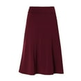 thumbnail image 1 of ZOHIUM Flowy Skirt Skirts Women's Summer Casual High Waisted Soft A Line Skirt With Solid Color Knee Length Skirt Womens Skirts Womens Skirts (Red,M), 1 of 6