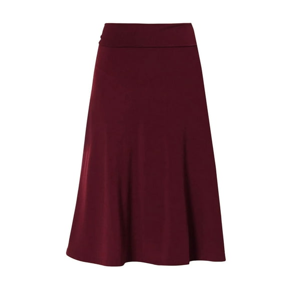 ZOHIUM Flowy Skirt Skirts Women's Summer Casual High Waisted Soft A Line Skirt With Solid Color Knee Length Skirt Womens Skirts Womens Skirts (Red,M)