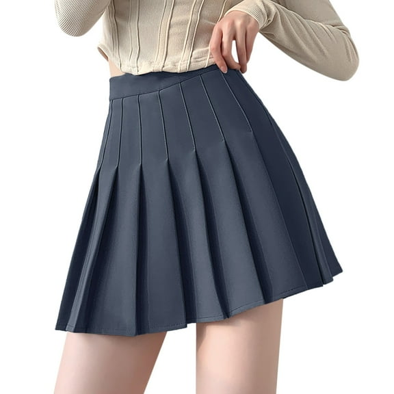 ZOHIUM Skirt for Women Skater Skirt for Women Womens Girls Solid Pleated Skirt Basic Skirt Aline Design Skirt A Line Skirt Skirt for Women (Gray1,L)