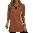 thumbnail image 1 of ZOHIUM T Shirt Clothes for Women Long Sleeved Shirt Women's Clothing Spring and Summer Western Style Inner Bottoming Shirt Mid Top Clothes Women's Flowy Tops （Rose Gold,L）, 1 of 5