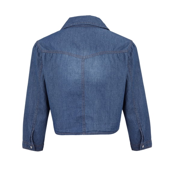 ZOHIUM Top Tops Women's Casual 3/4 Sleeve Button Down Crop Jean Top Knot Tie Denim Shirt Jacket Spring Tops for Women Trendy Women Tops Summer (Dark Blue,M)