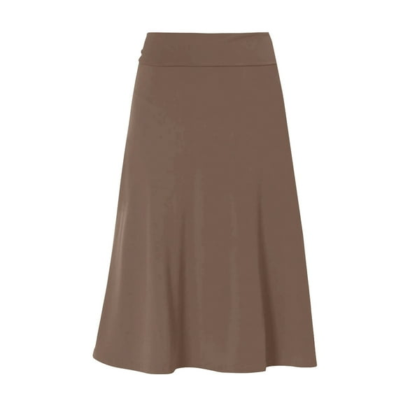 ZOHIUM Women Skirts Circle Skirt Women's Summer Casual High Waisted Soft A Line Skirt With Solid Color Knee Length Skirt Flowy Skirt Skirts (Khaki,M)