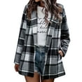 thumbnail image 1 of ZOHIUM Women Tops Dressy Casual Women's Flannel Tops Shirts Raglan Long Sleeve Button Down Shirts Blouse Cardigan Jacket Ladies Tops and Blouses (Gray,XXXL), 1 of 6