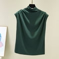 thumbnail image 1 of ZOHIUM Women Turtleneck Sleeveless Cotton Solid Casual Loose Tunic Top Tee Shirt Tank (Green,M), 1 of 5