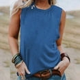 thumbnail image 1 of ZOHIUM Women's Summer Sleeveless Tank Top Loose Fit Casual Crew Neck T Shirts Basic Tee Tops (Blue,L), 1 of 5