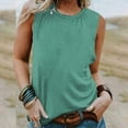 thumbnail image 1 of ZOHIUM Women's Summer Sleeveless Tank Top Loose Fit Casual Crew Neck T Shirts Basic Tee Tops (Green,S), 1 of 5