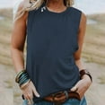 thumbnail image 1 of ZOHIUM Women's Summer Sleeveless Tank Top Loose Fit Casual Crew Neck T Shirts Basic Tee Tops (Navy Blue,Xxl), 1 of 4