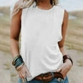 thumbnail image 1 of ZOHIUM Women's Summer Sleeveless Tank Top Loose Fit Casual Crew Neck T Shirts Basic Tee Tops (White,Xl), 1 of 4