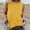 thumbnail image 1 of ZOHIUM Women's Summer Sleeveless Tank Top Loose Fit Casual Crew Neck T Shirts Basic Tee Tops (Yellow,Xl), 1 of 5