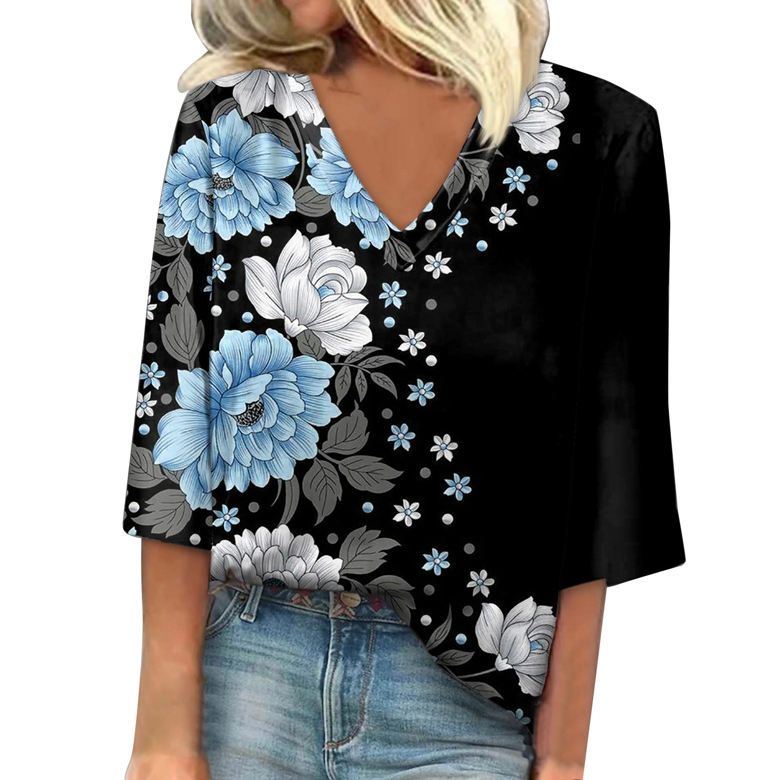 ZOHIUM Women's Top Summer Shirts Women's Summer New Three Quarter