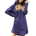 thumbnail image 1 of ZOHIUM Womens Boho Summer Dresses Womens Dresses Casual Women's Solid Large Loose Pocket Drawstring Long Sleeve Hoodie Dress Sun Dress Dresses for Women (Purple,Xxl), 1 of 4