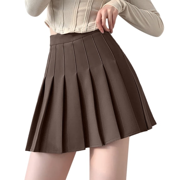ZOHIUM Womens Skirts Skirts for Women Trendy Summer Womens Girls Solid Pleated Skirt Basic Skirt Aline Design Skirt Women's Skirts Skirts for Women Trendy Summer (Khaki1,Xxl)