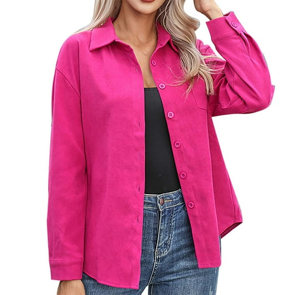 ZOHIUM Womens Tops Button Down Shirts for Women Long Sleeve Slim Fit Blouses Casual Business Tops with Pocket Dress Shirts for Women Womens Fashion (Red,XXL)