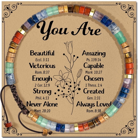 Cheer Up Gifts Bracelets for Women: Healing Natural Rainbow Stone Bracelets with Postive Words - Inspirational Friendship Gifts for Women Friends Sister Bestie Coworker