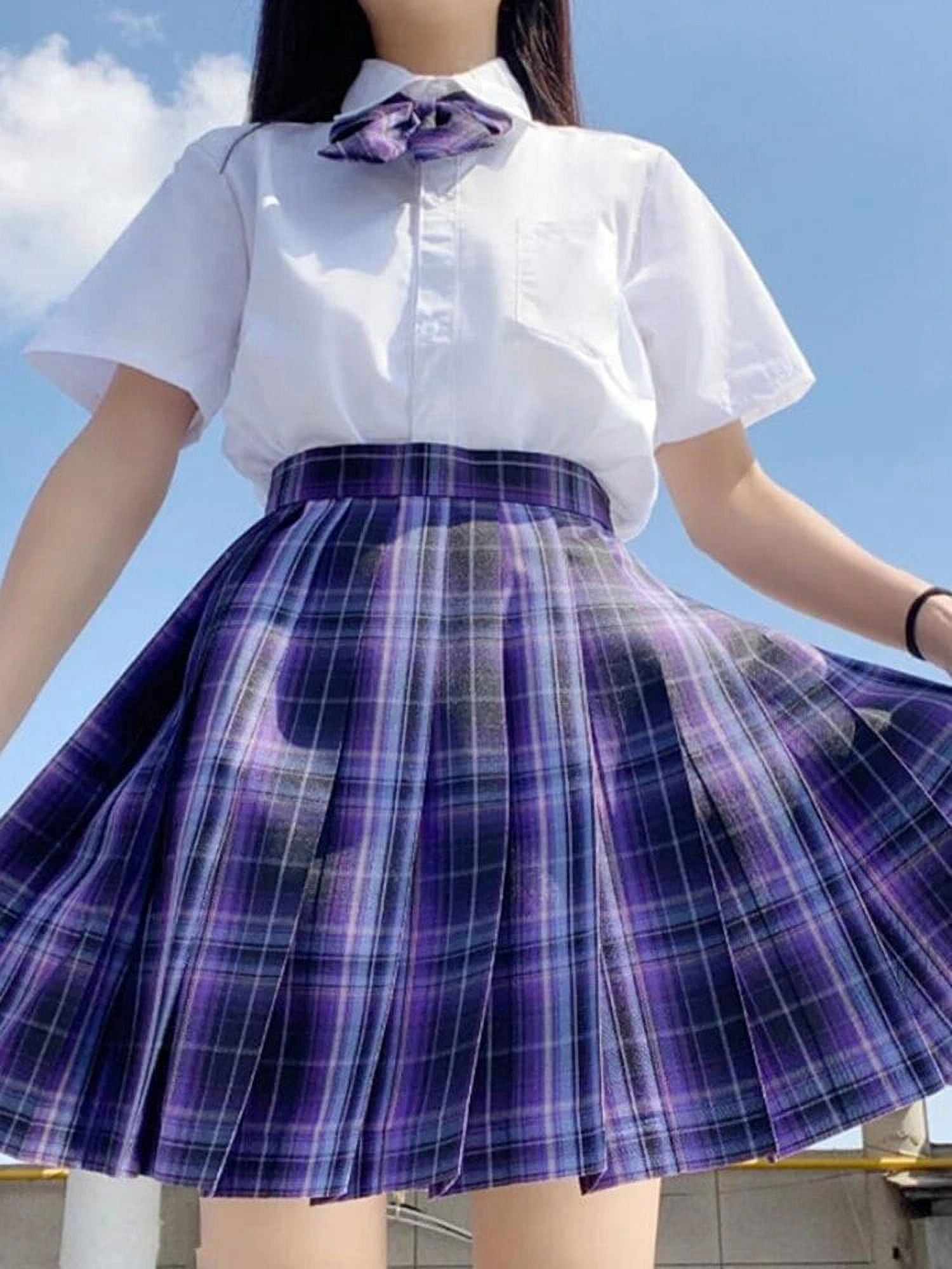 Nihon Kids - Pink Gothic Star Plaid Flared Skirt