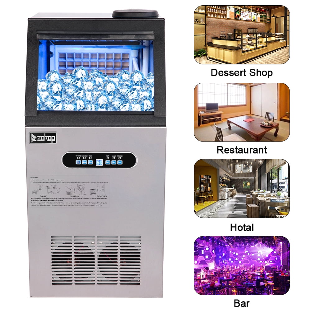 ZOKOP 150LB Stainless Steel Commercial Ice Maker 150lbs/24h, 495W