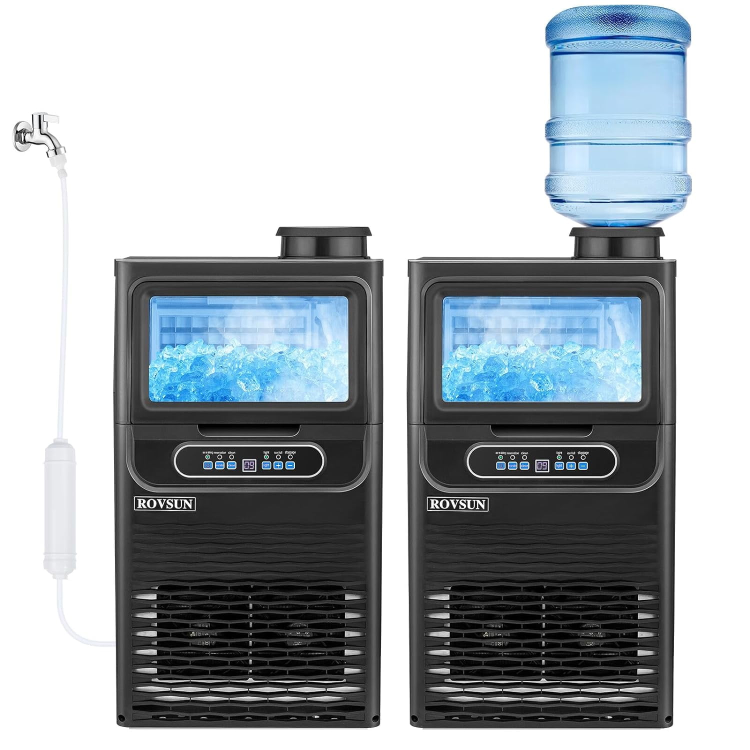 ZOKOP 90LBS/24H Ice Maker Machine with 2 Water Inlets, Freestanding/Countertop Ice Machine with 11lbs Storage Bin, Ice Scoop & Water Filter for Home Office Light Commercial Restaurant Bar Cafe Use