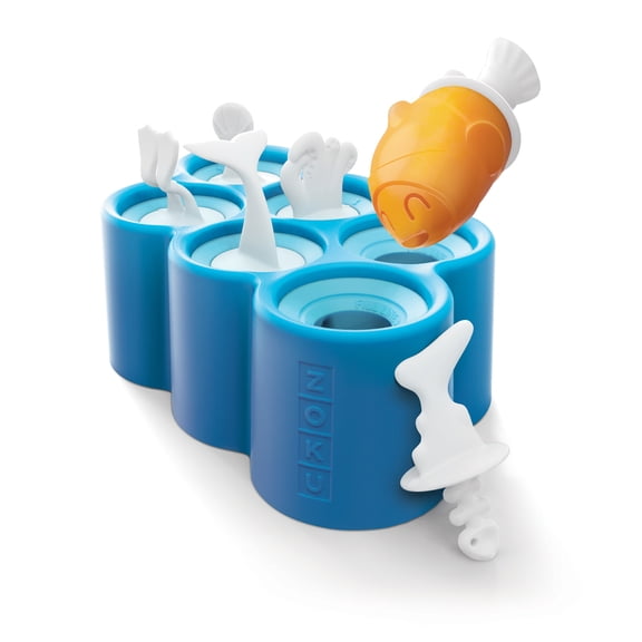 ZOKU Fish Pop Molds, 6 Silicone Popsicle Molds in One Tray, Unique Sea Creature Designs, BPA-free
