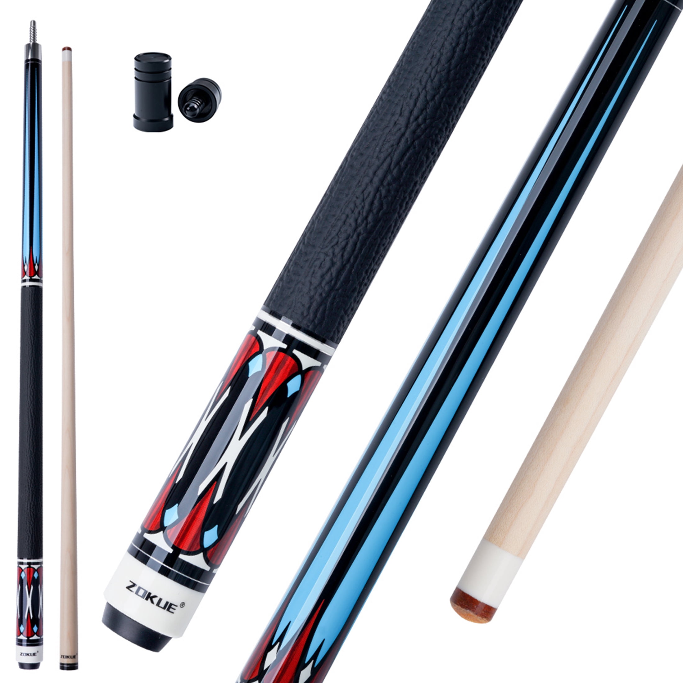 ZOKUE Maple Pool Cue Sticks FY Series with 12.5mm Tip Low Deflection ...