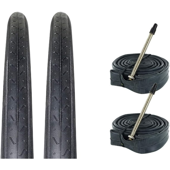ZOL Bundle Pack Z1179 Road Tires and Tube 700x23C, Presta/French 80 MM Valve (2 Tubes and 2 Tires)