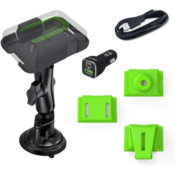 ZOLEO Universal Mount Accessory Kit Including RAM Twist-Lock Suction Cup Mount, DC Car Charger with USB Cable, and 3 Inserts  Belt Clip, Strap Infill Connector and Camera Tripod Mount
