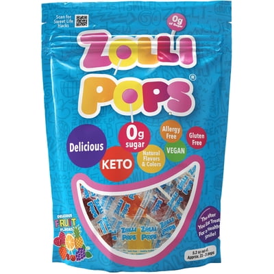 ZOLLIPOPS Lollipops, Sugar Free Candy, Allergen Free with Natural Fruit Flavor, Keto, Vegan 5.2 oz