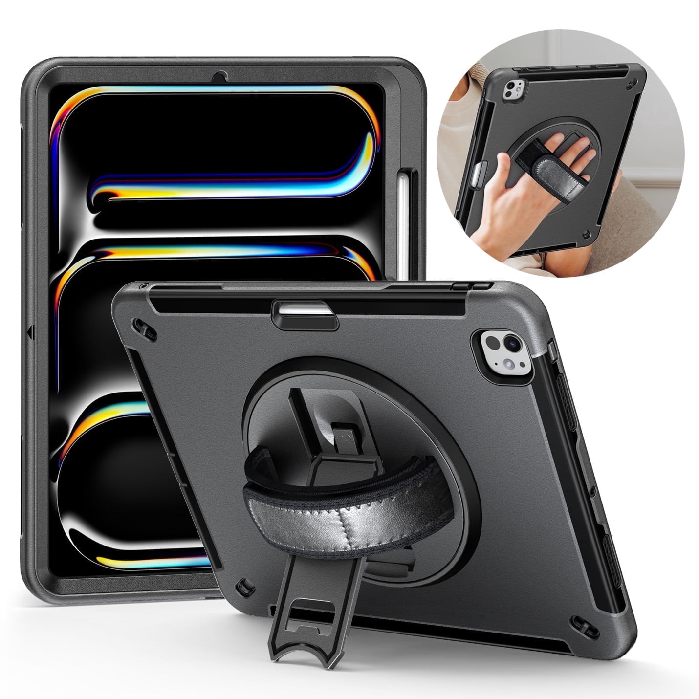 ZOLOHONI Case for Apple iPad Pro 13 inch M4 2024 / M5 2025 Heavy Duty Rugged Shockproof Cover