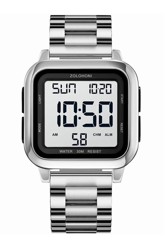 Digital Watches for Men,Stainalee Steel Waterproof Electric watch Mens Sports Watches
