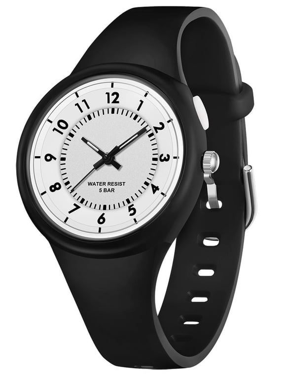 Kids Watches Boys Girls Easy Read Watch with Night Light LED Black Silicone Band Waterproof Watches Gift for Kids