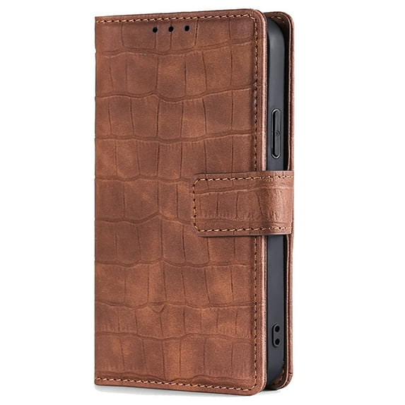ZOLOHONI Samsung Galaxy J7 Prime Case,Crocodile Skin Pattern Leather Magnetic Kickstand RFID Blocking Flip Slot Card Wallet Case&Cover,Brown