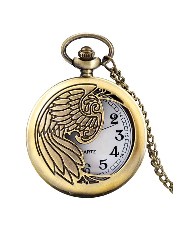 Vintage Pocket Watch with Chain for Men Women Gift, Easy Read Arabic Numerals Scale Quartz Pendent Fob Watches