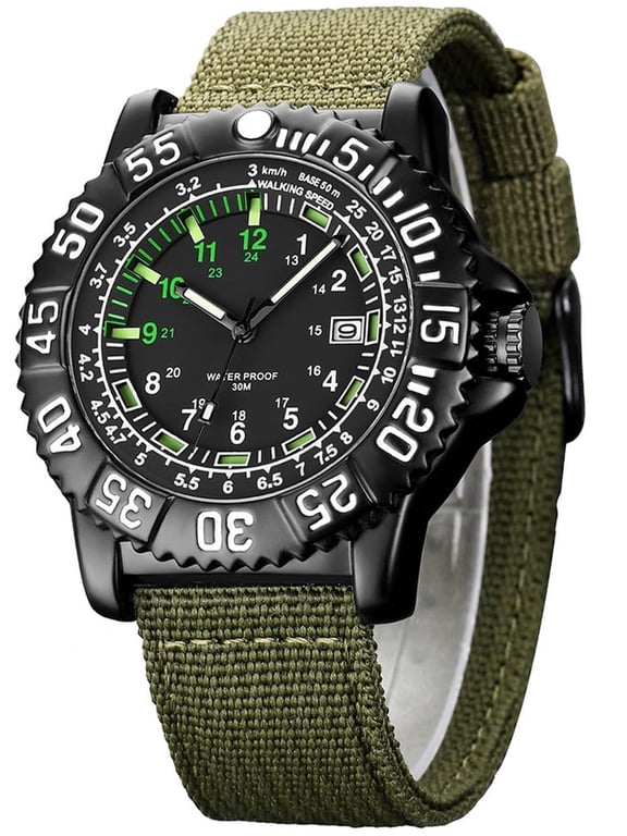 Watches for Men,Military Tactics Watch,Nylon Strap AUTO Date Waterproof,Outdoor Sports Watch
