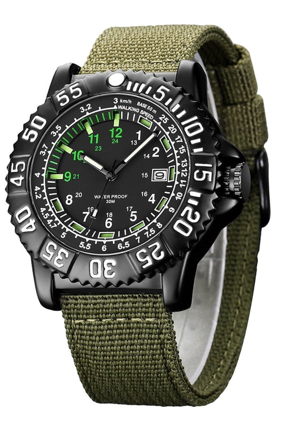 Watches for Men,Military Tactics Watch,Nylon Strap AUTO Date Waterproof,Outdoor Sports Watch