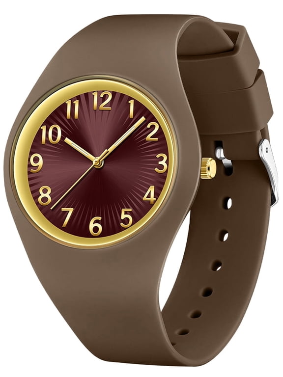 Watches for Women Waterproof Nurse Watch with Coffee Silicone Strap, Bright Easy Reader Womens Luxury Watch Birthday Gift