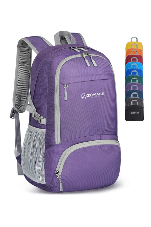 Lightweight Packable Backpack 30L - Foldable Hiking Backpacks Water Resistant Compact Folding Daypack for Travel(Purple) Medium Purple